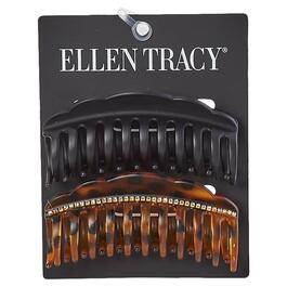 Womens Ellen Tracy 2pk. Scallop Edge Claw Clip w/Rhinestones