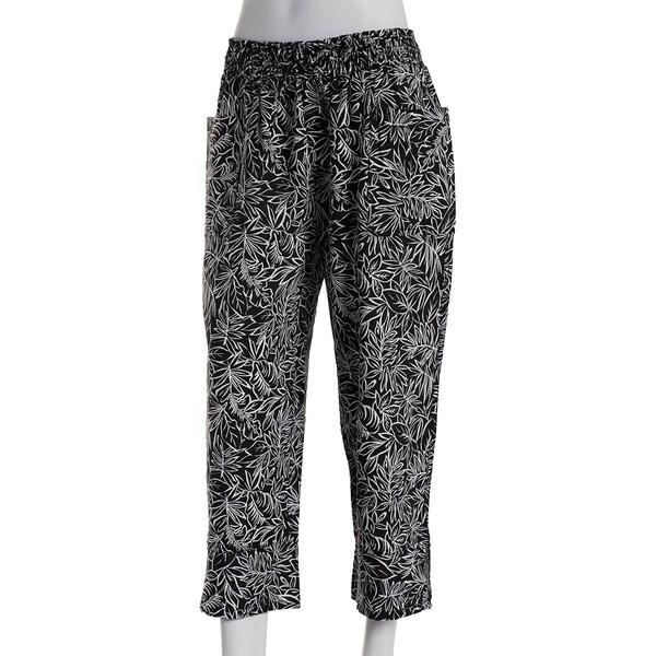 Womens Napa Valley 23in. Pull On Leaf Print Linen Capri Pants - image 