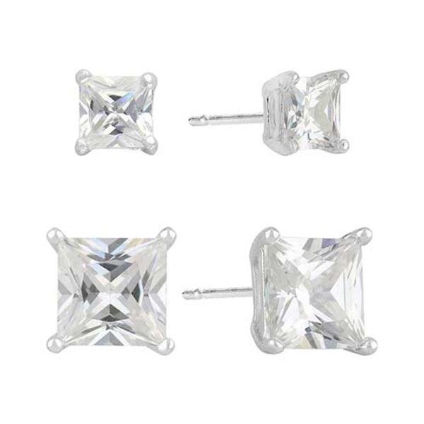 Sunstone 2pc. Sterling Silver Square Stud Earring Set - image 