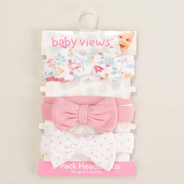 Baby Girl baby views 3pk. Floral Dot & Solid Headbands - image 