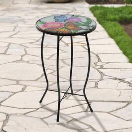 Northlight Seasonal 19in. Floral and Butterfly Patio Side Table
