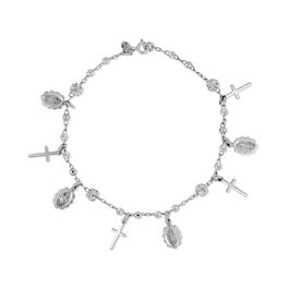 Sterling Silver Rosary Bracelet with Crystals and Beads