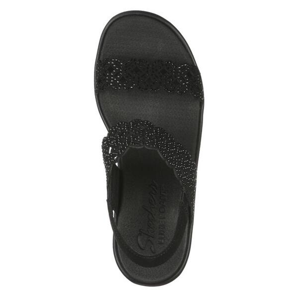 Womens Skechers Rumble On-Sassy Dayz Wedge Sandals - Black/Black
