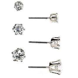 Anne Klein Crystal Trio Stud Earrings