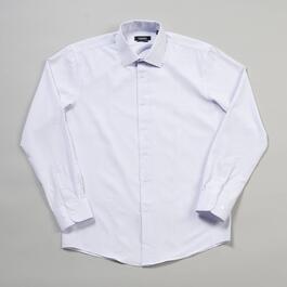 Mens Versa Slim Fit Dress Shirt - White & Black Geometric Print
