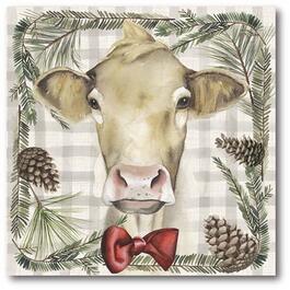 Courtside Market Cow Holiday Wrapped Canvas Wall Art