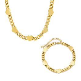 Steeltime 18kt. Gold Plated Resizable Heart Bracelet and Necklace