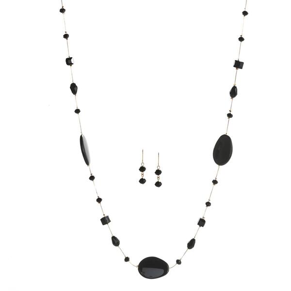 Ashley Cooper&#40;tm&#41; Chain Necklace & Slate Cubes/Cones/Beads Earrings - image 
