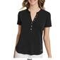 Womens Calvin Klein Short Sleeve Rib Henley Solid Knit Top - image 4