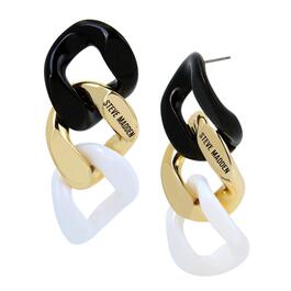 Steve Madden Black Gold & White Resin Link Statement Earrings