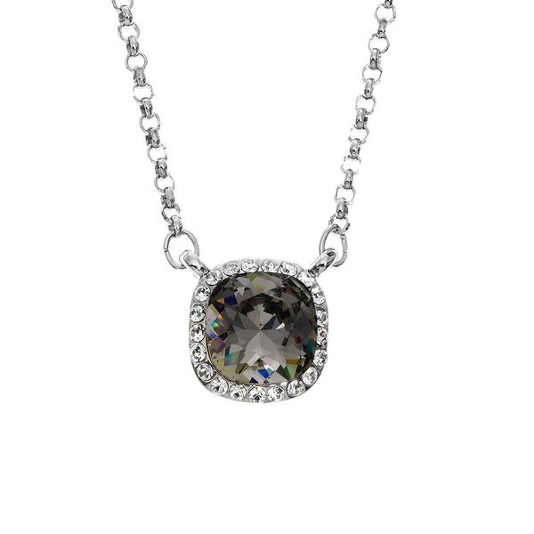 Crystal Colors Silver Plated Princess Cut Black Diamond Pendant - image 