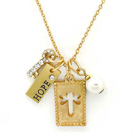 KIS&#40;R&#41; Carina Gold Plated Dragonfly & Hope Charms Necklace