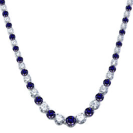 Silver Plated Sapphire & Cubic Zirconia Necklace