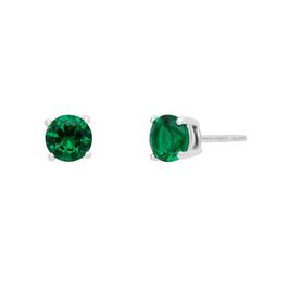 Marsala Sterling Silver 6mm Lab Grown Emerald Stud Earrings