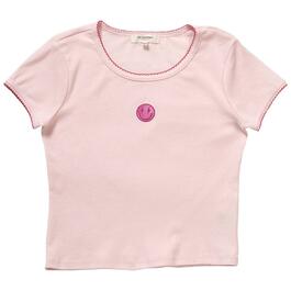 Girls &#40;7-16&#41; No Comment Short Sleeve Embroidered Smiley Top