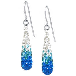 Sterling Silver White & Blue Pave Teardrops