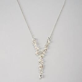 Rosa Rhinestones Clear Rhinestone & Faux Pearl Floral Y-Necklace