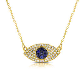 Gemstone Classics&#40;tm&#41; Gold Sapphire Evil Eye Necklace