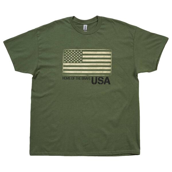 Mens Short Sleeve Patch Flag Graphic Tee - image 