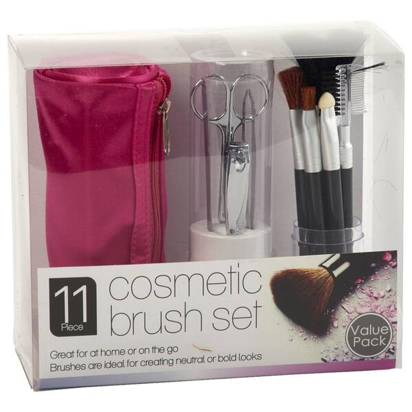 11pc. Cosmetic Brush and Toolset - image 