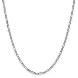 Unisex Gold Classics&#40;tm&#41; 2.5mm. 14k White Semi Solid Figaro Necklace