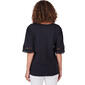 Plus Size Ruby Rd. Pattern Play Elbow Sleeve Solid Knit Blouse - image 2