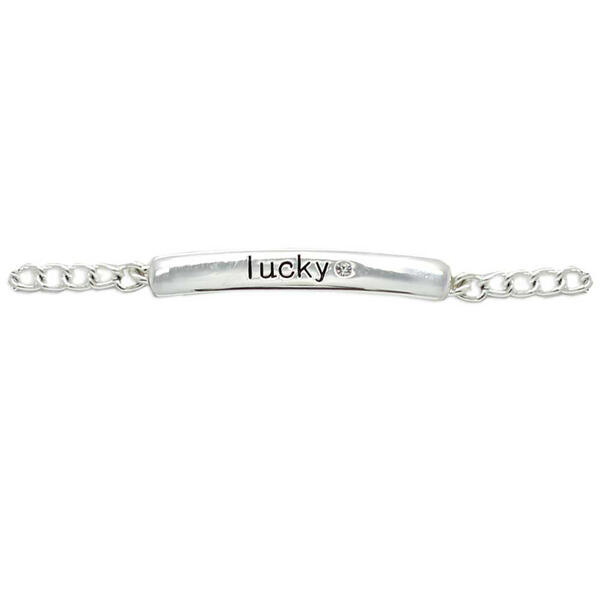 Silver-Tone Plated Lucky ID Bracelet - image 