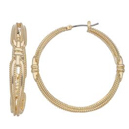 Napier Gold-Tone Links Hoop Click-Top Earrings