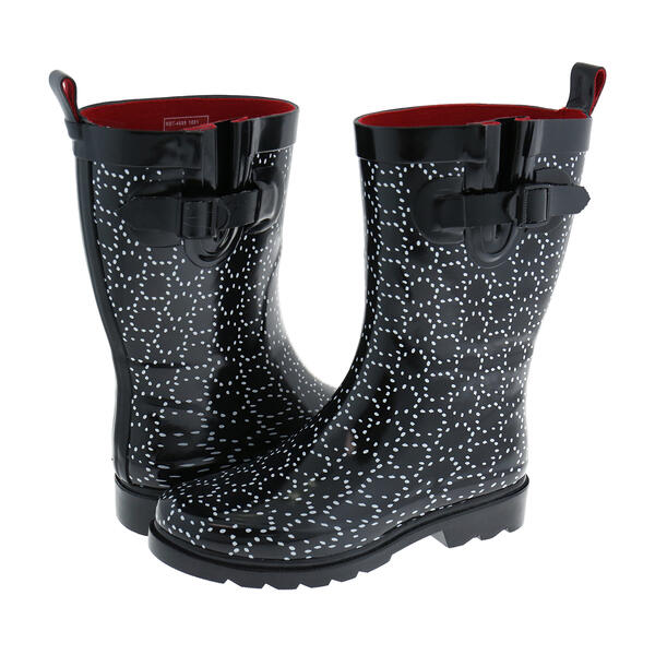 Womens Capelli New York Mid-Calf Dotted Circles Rain Boots - image 