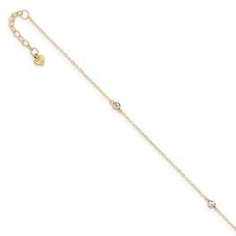 Gold Classics&#40;tm&#41; 14kt. Gold Two-Tone Mirror Bead 9in. Anklet