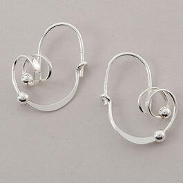 Sterling Silver Abstract Squiggle Hoop Earrings