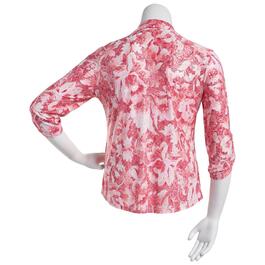 Womens Emily Daniels 3/4 Tab Sleeve Button Down Foil Floral Top