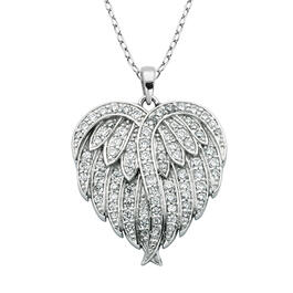 Splendere Sterling Silver Angel Wings Heart Necklace