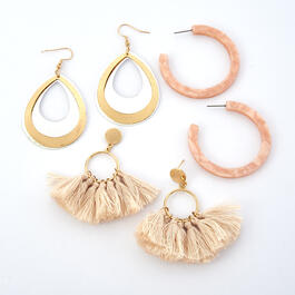 Ashley Cooper&#40;tm&#41; 3pr. Gold Plated Fringe & Resin Earrings