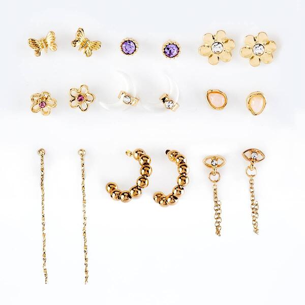 Ashley 9pr. Multiple Gold-Tone Earrings Set - image 