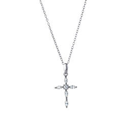 Athra 18in. Chain Sterling Silver Cubic Zirconia Cross Pendant