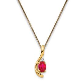 Gemstones Classics&#40;tm&#41;14kt. Yellow Gold Red Ruby Pendant Necklace