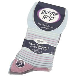 Womens gentle grip 3pk. Dainty Flower/Dot/Stripe Crew Socks