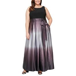 Plus Size SLNY Sleeveless Ombre Charmeuse Gown