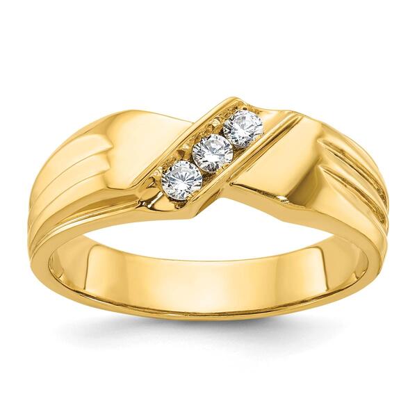 Mens Gentlemens Classics&#40;tm&#41; 14kt. Gold Polished 1/5ct. Diamond Ring - image 