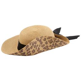 Womens Nine West Flip Up Floppy w/Leopard Underbrim Hat