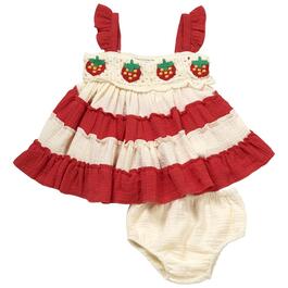 Baby Girl &#40;12-24M&#41; Rare Editions 2pc. Strawberry Crochet Dress