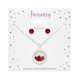 January Birthstone Shaker Necklace & Earrings Set