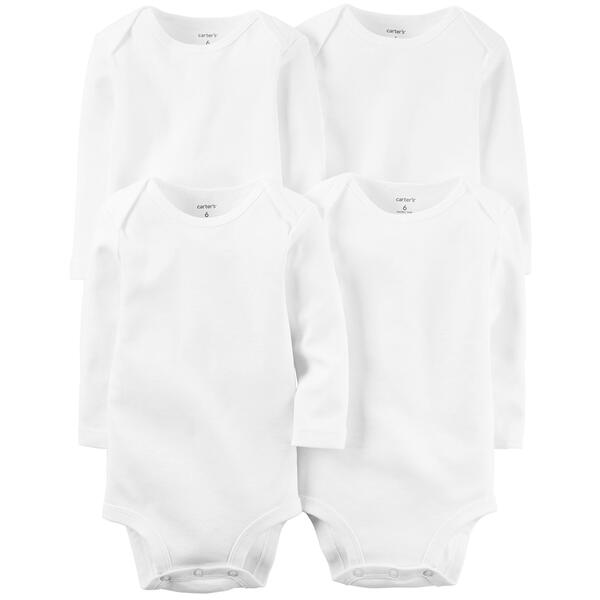 Baby Unisex &#40;NB-24M&#41; Carter's&#40;R&#41; 4pk. Long Sleeve White Bodysuits - image 