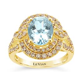 Le Vian&#40;R&#41; Oval Sea Blue Aquamarine&#40;R&#41; & Diamond Ring