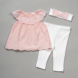 Baby Girl (3-12M) Little Me(R) 3pc. Rose Eyelet Top &amp; Legging Set