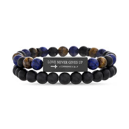 Mens Creed Stainless Steel Love Never Gives Up Bracelet Set