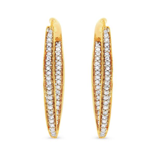 Haus of Brilliance Yellow Gold Diamond Modern Hoop Earrings