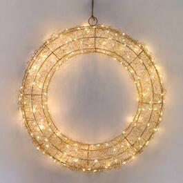 18 LED Lighted Gold Wire Wreath Outdoor Christmas Decoration