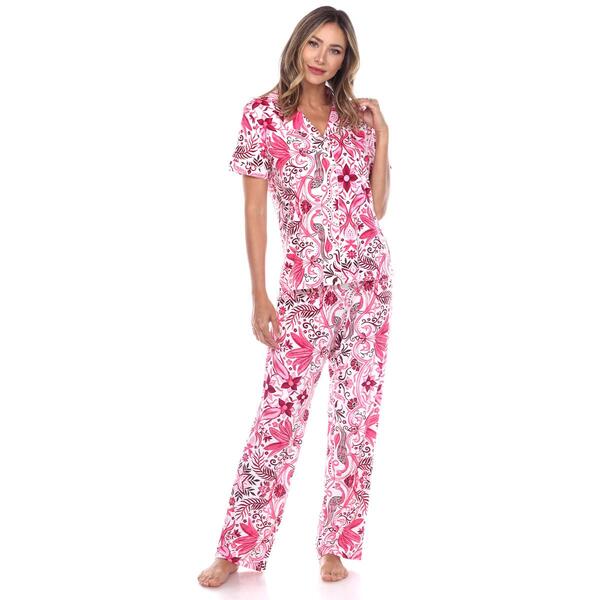 Womens White Mark 2pc. Tropical Peacock Pajama Set - image 